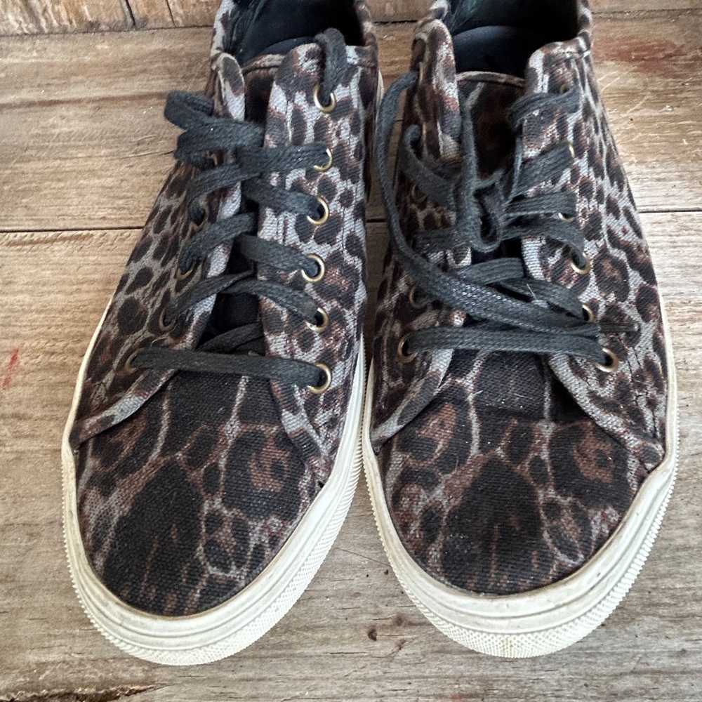 Saint Laurent Leopard Print Blue Black Brown Sneakers 39.5 (fit 8.5) - Picture 7 of 12